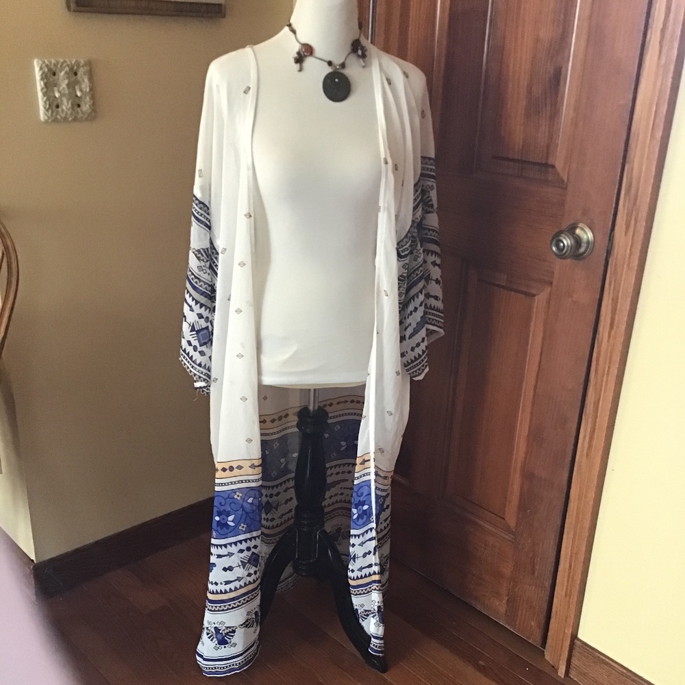 Printed Long caftan or beach cover up